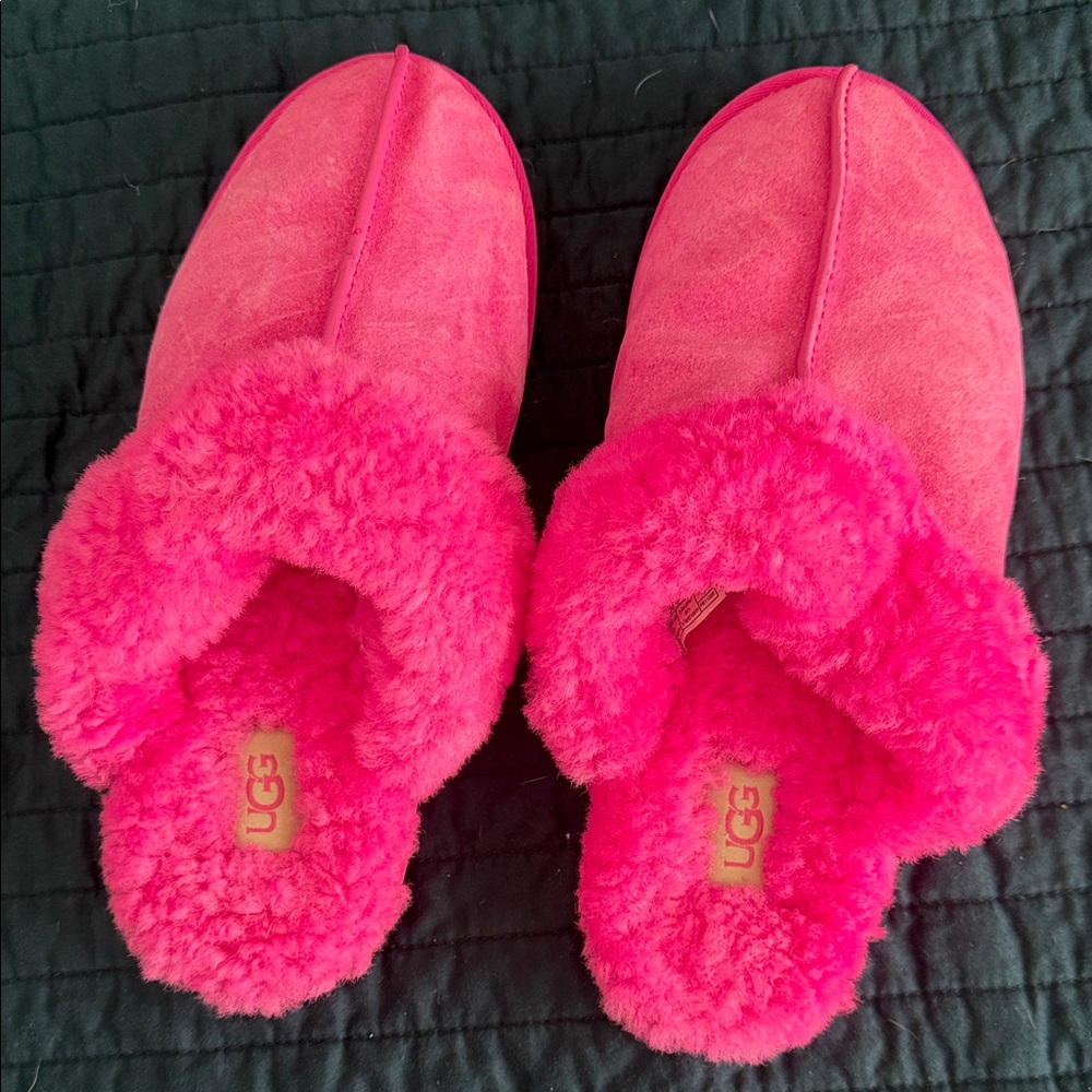 UGG Pink Sheepskin-Lined Slippers